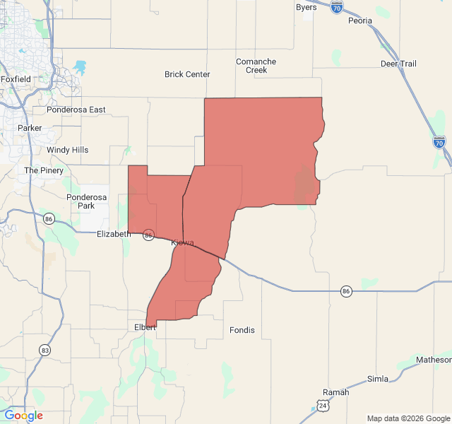Map of septic coverage in Kiowa, CO