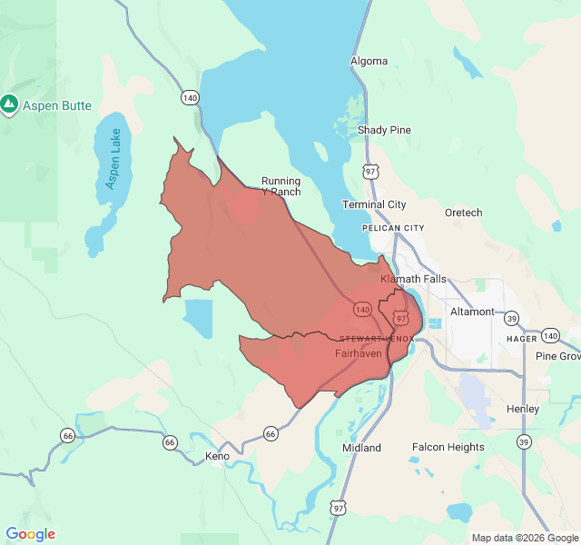 Map of septic coverage in Klamath Falls, OR