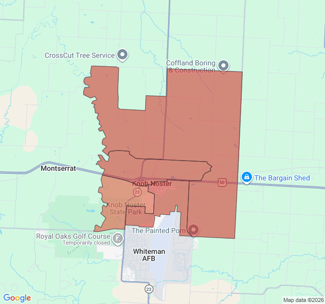 Map of septic coverage in Knob Noster, MO