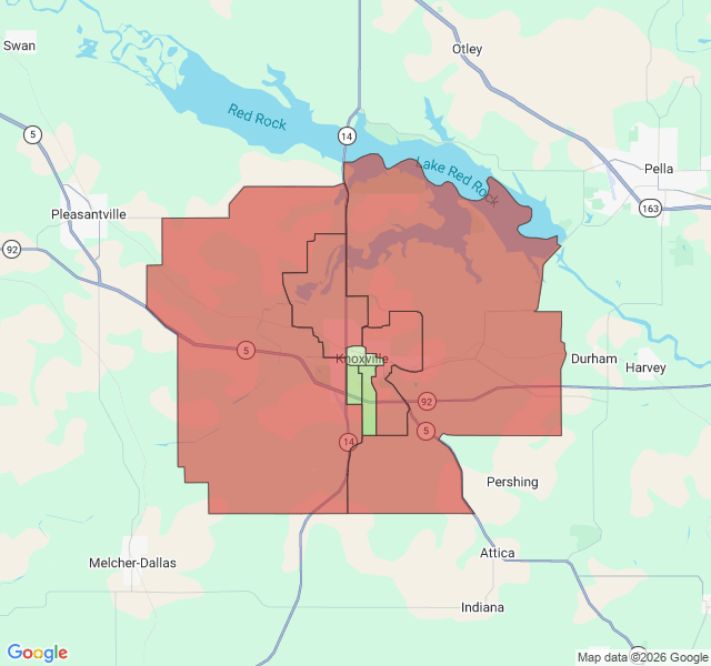 Map of septic coverage in Knoxville, IA
