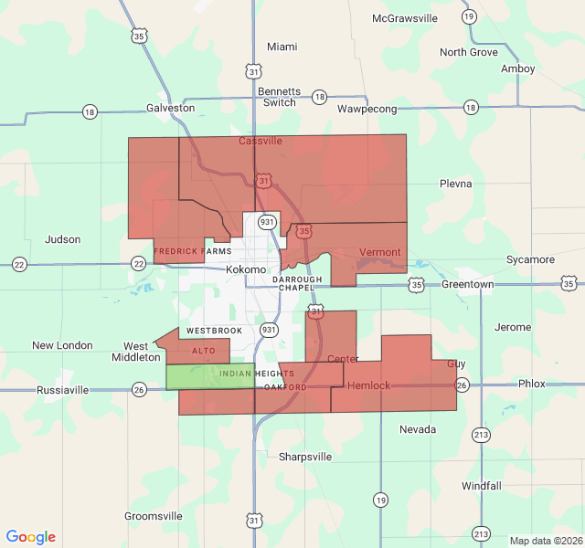 Map of septic coverage in Kokomo, IN