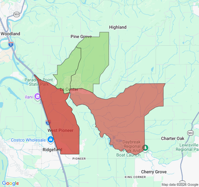 Map of septic coverage in La Center, WA