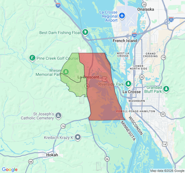 Map of septic coverage in La Crescent, MN