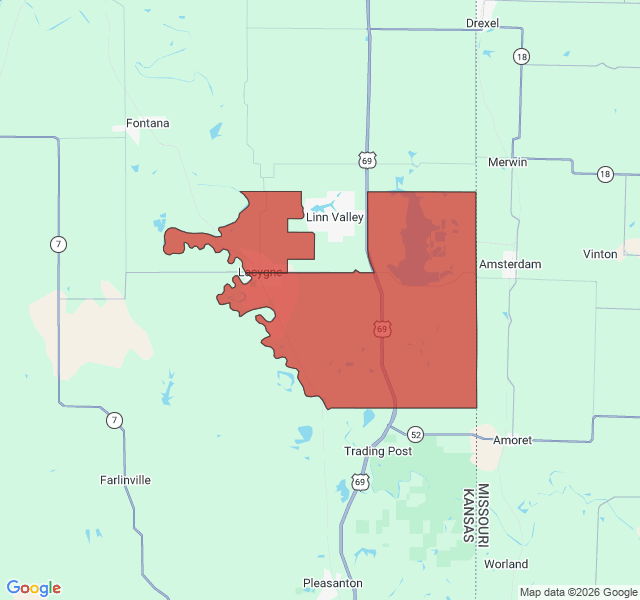 Map of septic coverage in La Cygne, KS