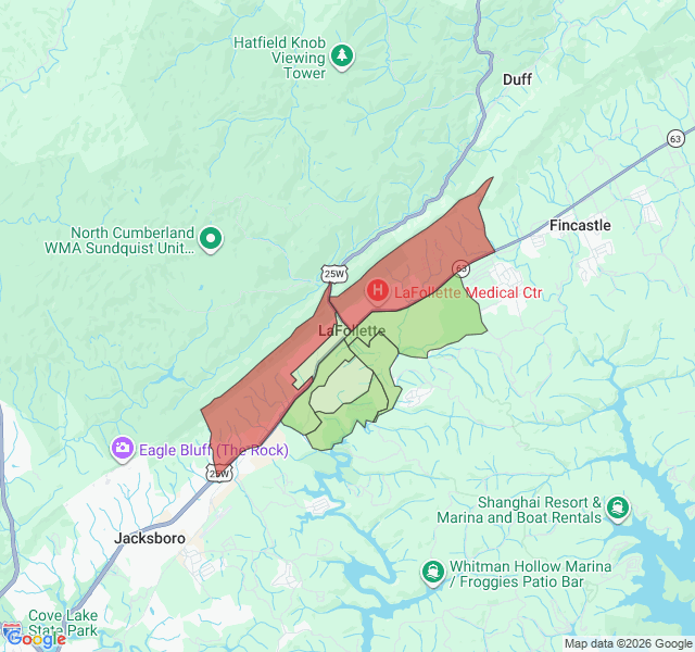 Map of septic coverage in La Follette, TN