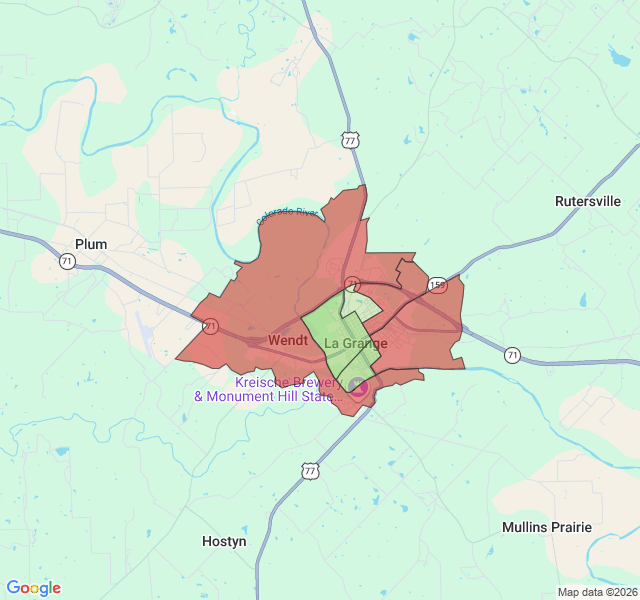 Map of septic coverage in La Grange, TX
