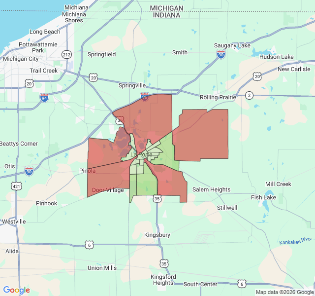 Map of septic coverage in La Porte, IN