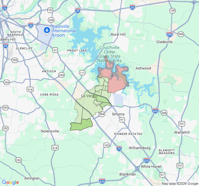 Map of septic coverage in La Vergne, TN