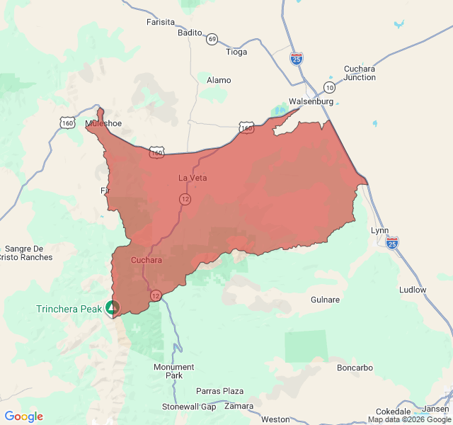 Map of septic coverage in La Veta, CO