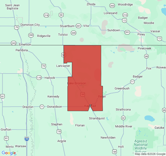 Map of septic coverage in Lake Bronson, MN