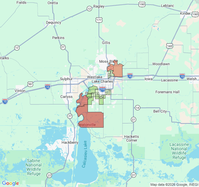 Map of septic coverage in Lake Charles, LA