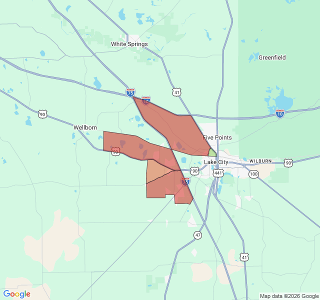 Map of septic coverage in Lake City, FL