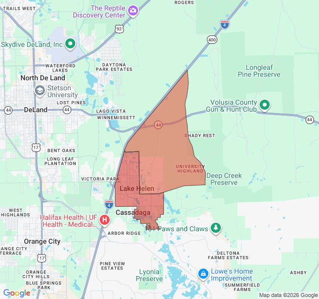 Map of septic coverage in Lake Helen, FL