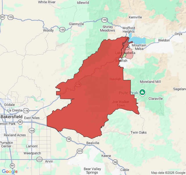 Map of septic coverage in Lake Isabella, CA