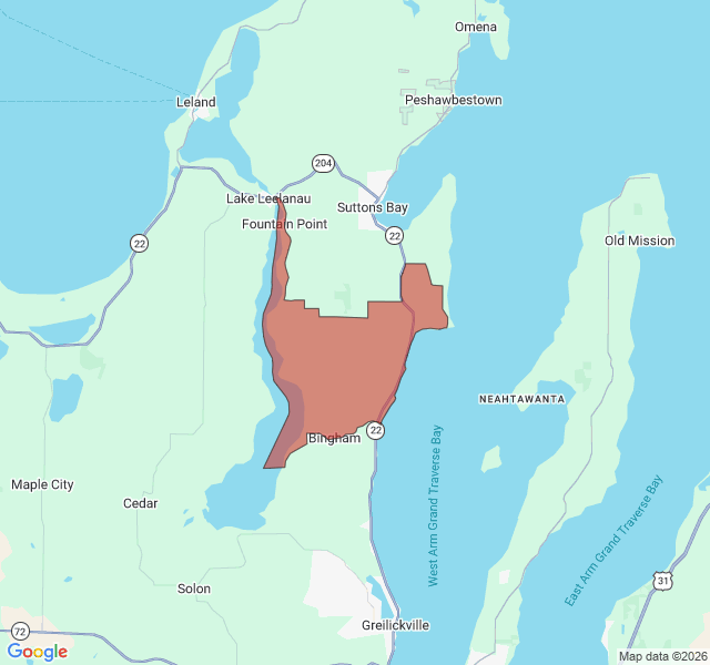 Map of septic coverage in Lake Leelanau, MI