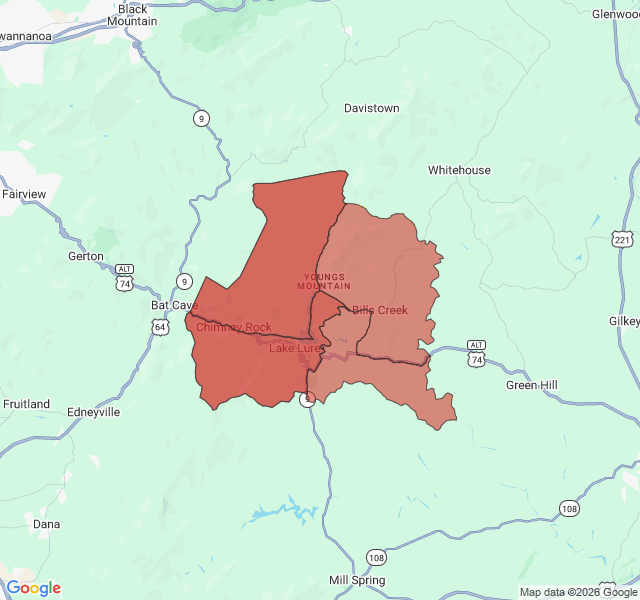 Map of septic coverage in Lake Lure, NC