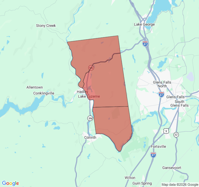 Map of septic coverage in Lake Luzerne, NY
