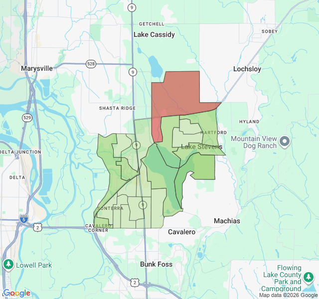 Map of septic coverage in Lake Stevens, WA