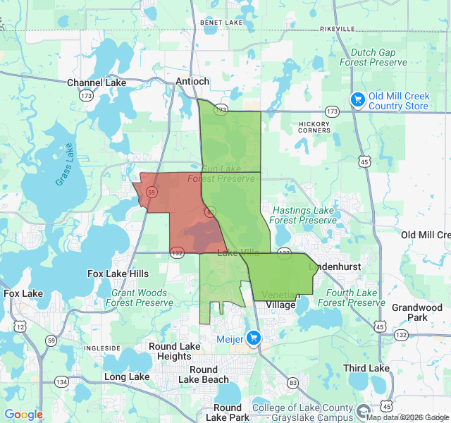 Map of septic coverage in Lake Villa, IL