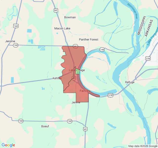 Map of septic coverage in Lake Village, AR