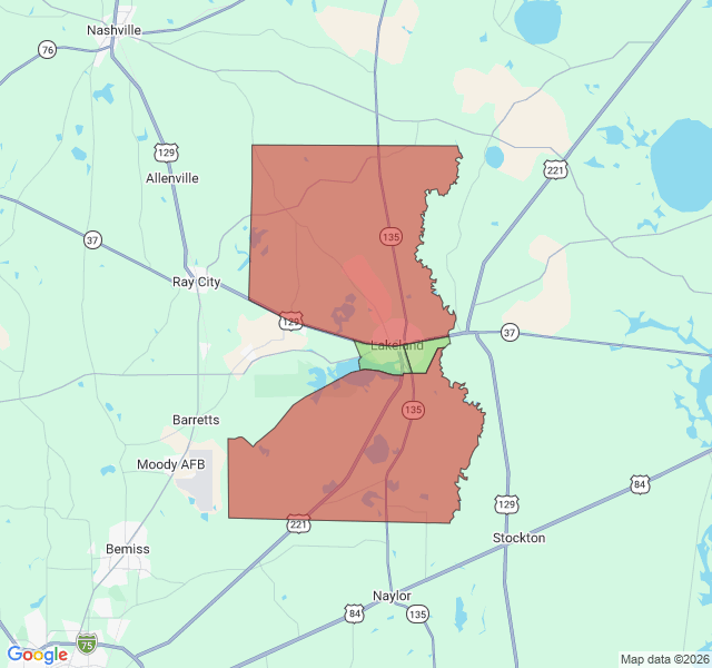 Map of septic coverage in Lakeland, GA