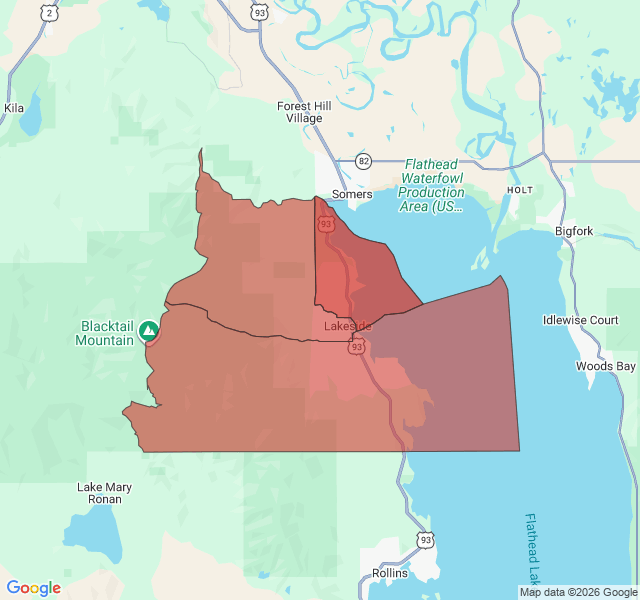 Map of septic coverage in Lakeside, MT