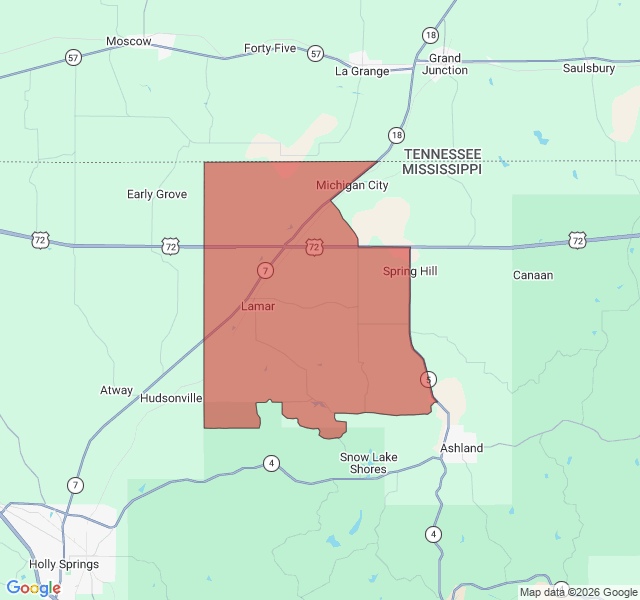 Map of septic coverage in Lamar, MS