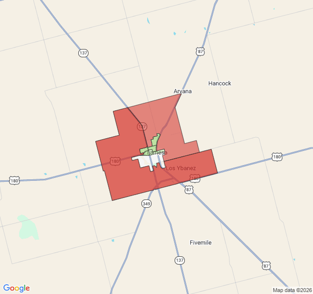 Map of septic coverage in Lamesa, TX