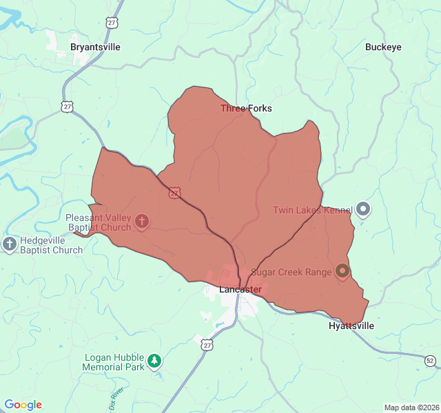 Map of septic coverage in Lancaster, KY