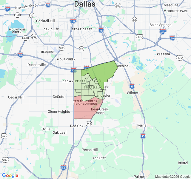 Map of septic coverage in Lancaster, TX