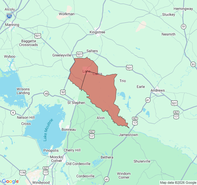 Map of septic coverage in Lane, SC