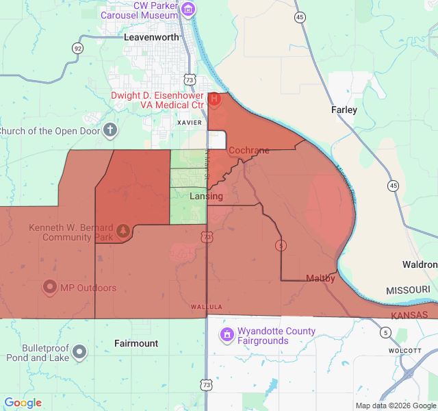 Map of septic coverage in Lansing, KS