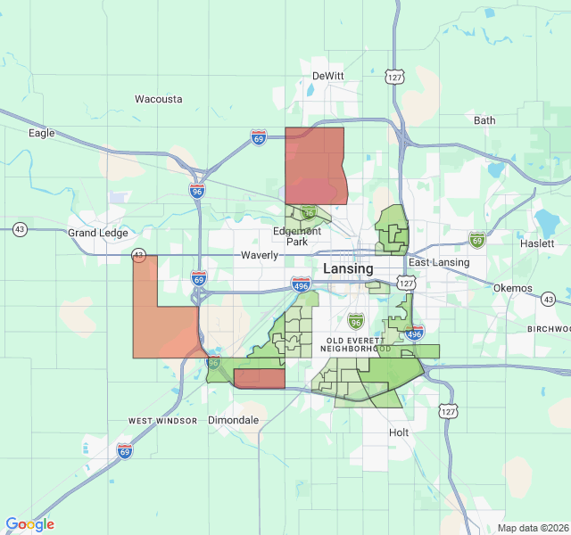 Map of septic coverage in Lansing, MI