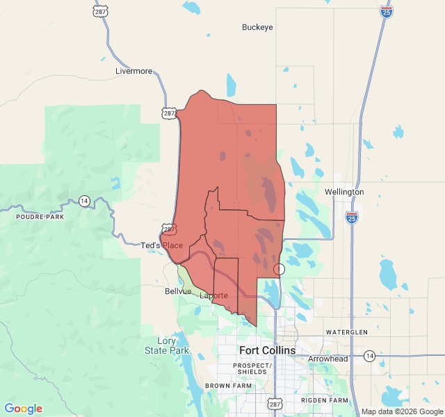 Map of septic coverage in Laporte, CO
