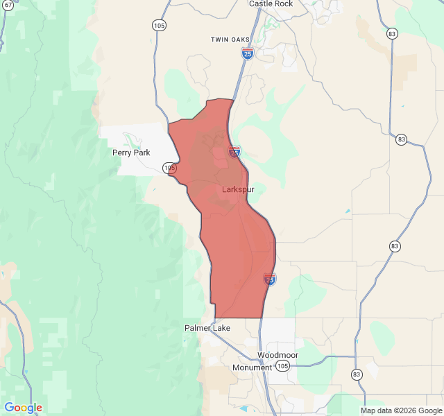 Map of septic coverage in Larkspur, CO
