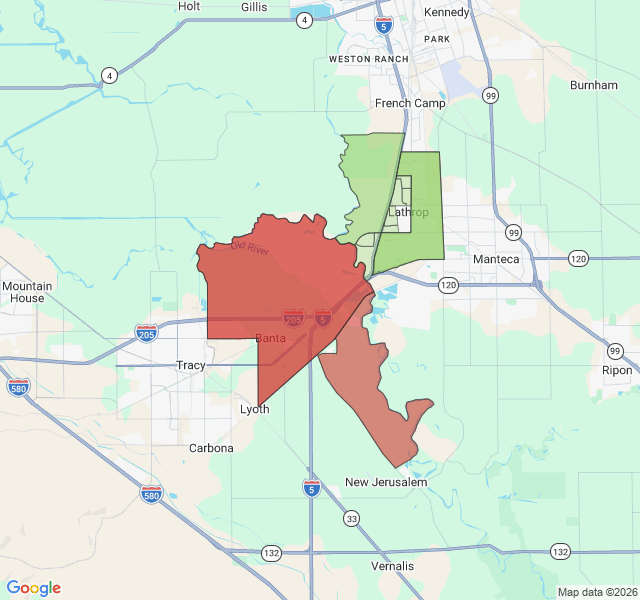 Map of septic coverage in Lathrop, CA