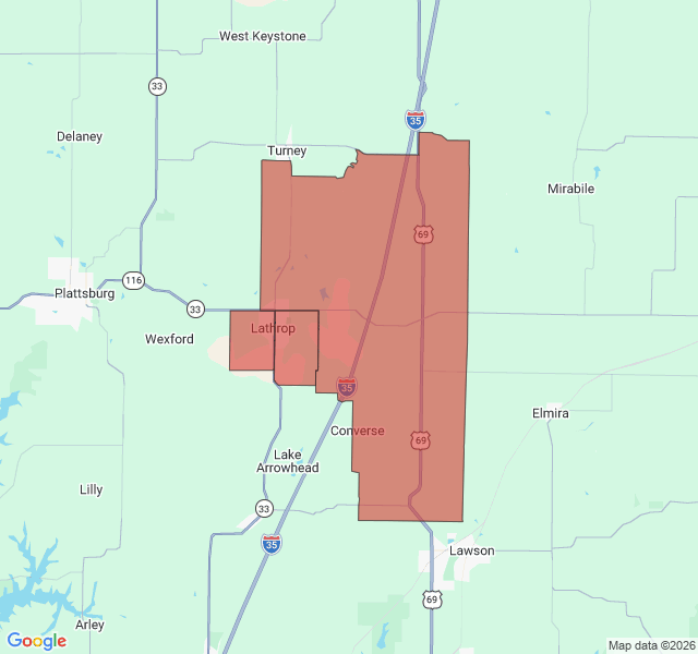 Map of septic coverage in Lathrop, MO