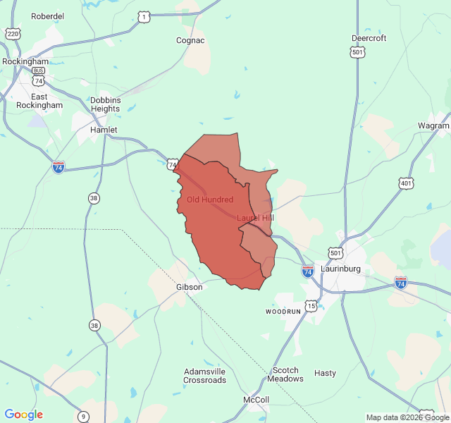 Map of septic coverage in Laurel Hill, NC