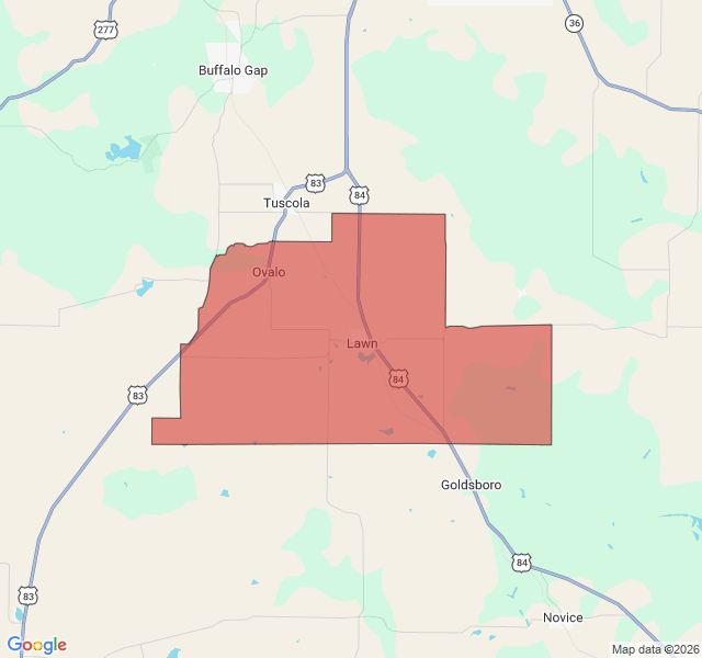 Map of septic coverage in Lawn, TX