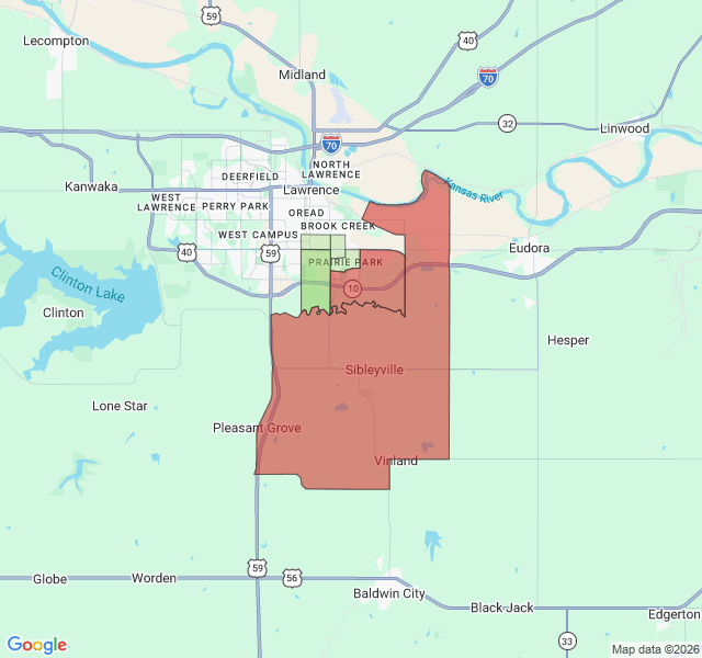 Map of septic coverage in Lawrence, KS