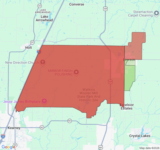 Map of septic coverage in Lawson, MO