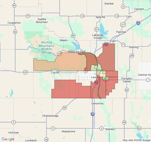 Map of septic coverage in Lawton, OK