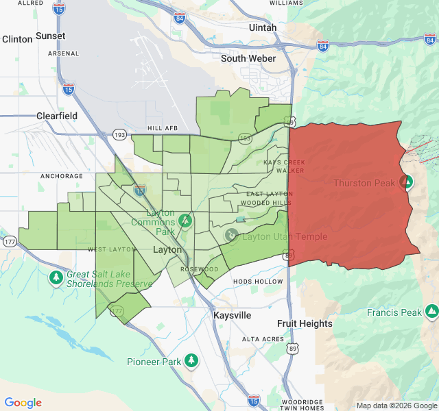 Map of septic coverage in Layton, UT