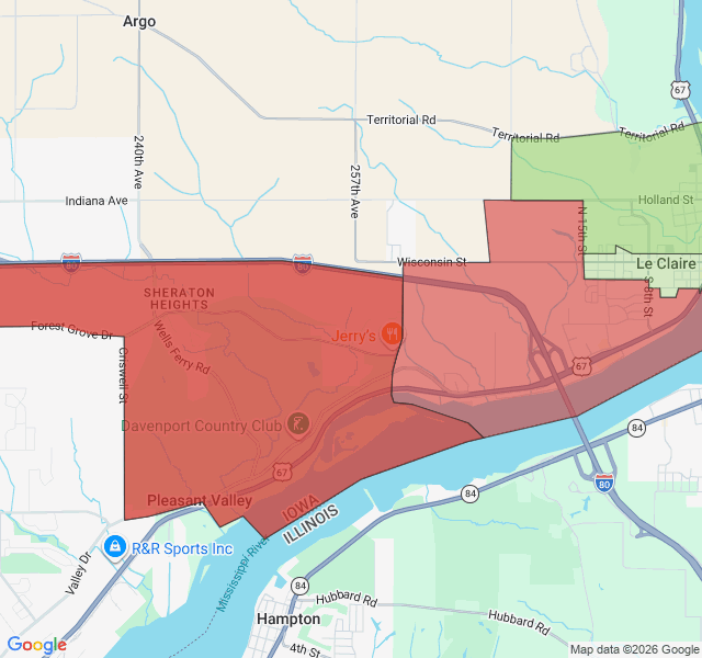 Map of septic coverage in Le Claire, IA