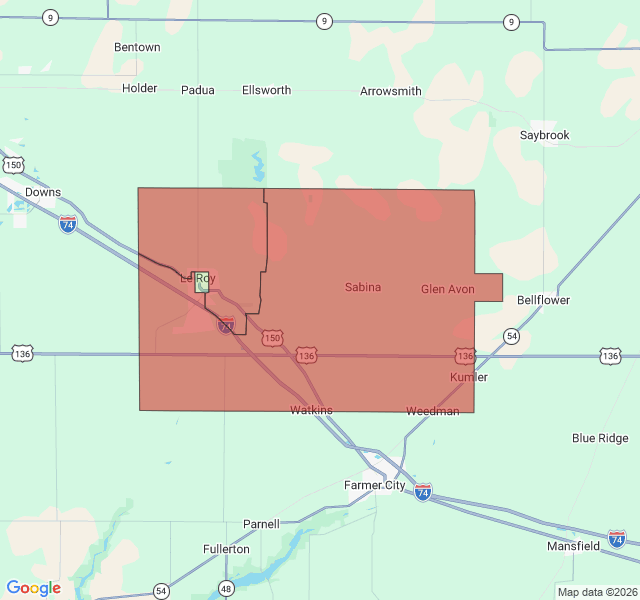 Map of septic coverage in Le Roy, IL
