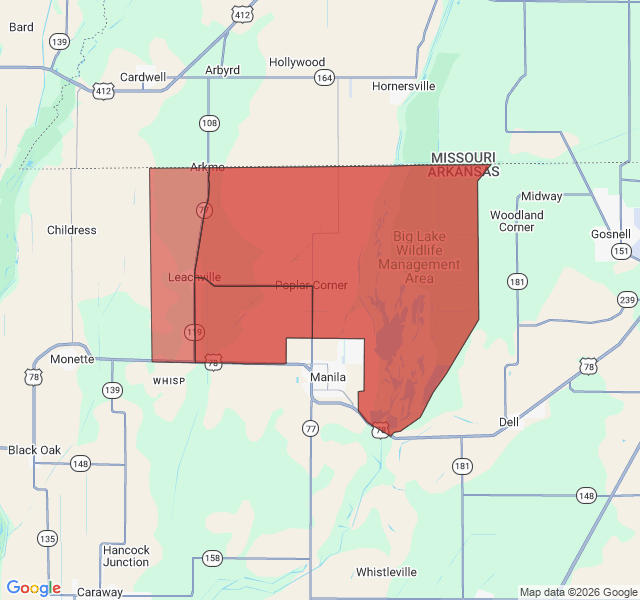 Map of septic coverage in Leachville, AR