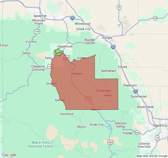 Map of septic coverage in Lead, SD