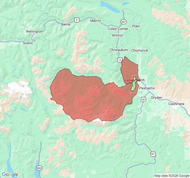 Map of septic coverage in Leavenworth, WA