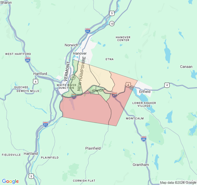 Map of septic coverage in Lebanon, NH