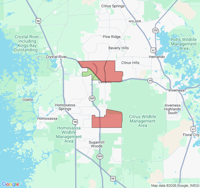 Map of septic coverage in Lecanto, FL
